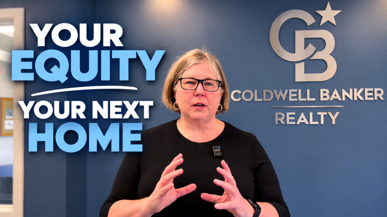 Richelle Ward discusses how home equity can help homeowners purchase their next home, with the words “Your Equity, Your Next Home” displayed beside her.